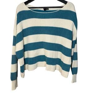 Blank Paige Knit Sweater Women Size S Blue White Stripes Oversized Boxy Beachy